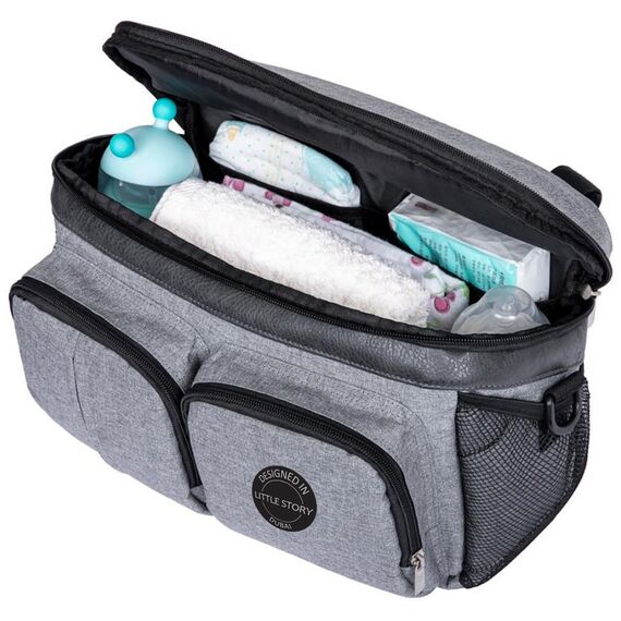 Little Story Stroller Organizer Travel Bag Black, Color: Grey, 14 image