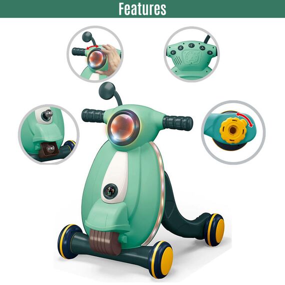 Little Story Multifunctional Baby Walker With Light & Music Green, Color: Green, 3 image