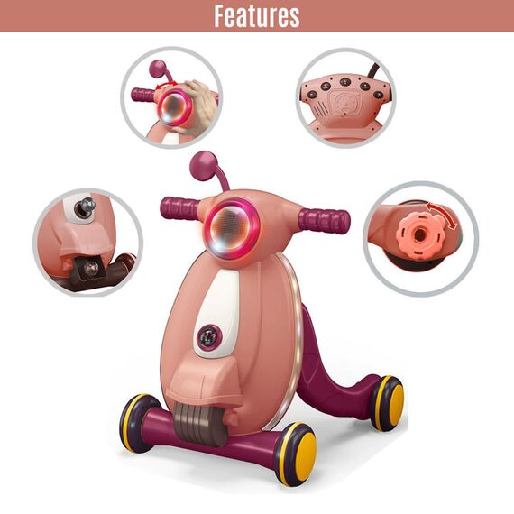 Little Story Multifunctional Baby Walker With Light & Music Green, Color: pink, 2 image