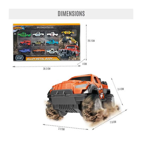 Little Story 10 Pcs Slide Die Cast Graffiti Toy Car Set, 7 image