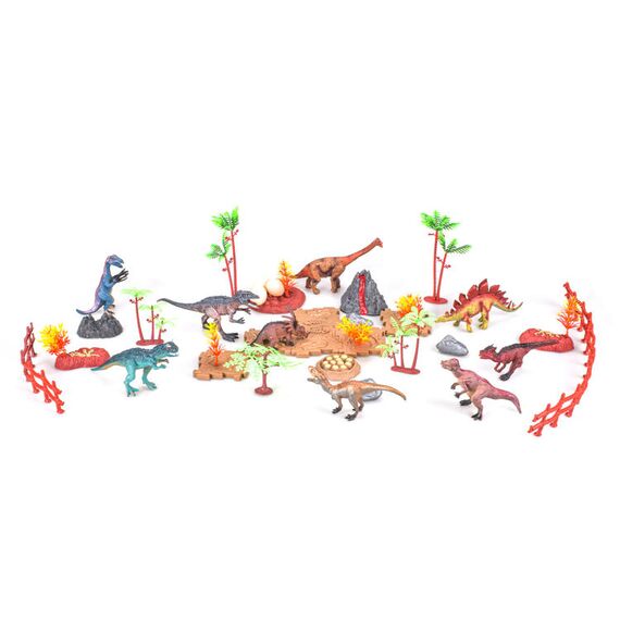 Little Story Dino World Set 18 Pcs With 9 Dinosaur Figures And Scene Carpet, 3 image