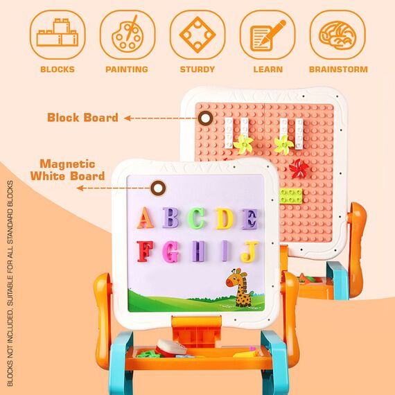 Little Story Double Sided 2In1 Blocks Table And Magnetic Learning Board Set With Chair 3+ Years - Multicolor, 2 image