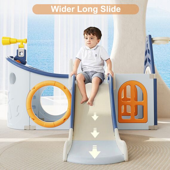 Little Story Boat House Activity Slide With Basketball Ring, Ball, Toy Storage And Telescope Role Play Game, 17 image