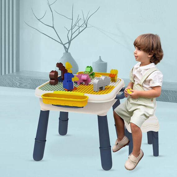 Little Story 4 In 1 Block Activity Table With Stool And Blocks Blue 3+ Years, 20 image