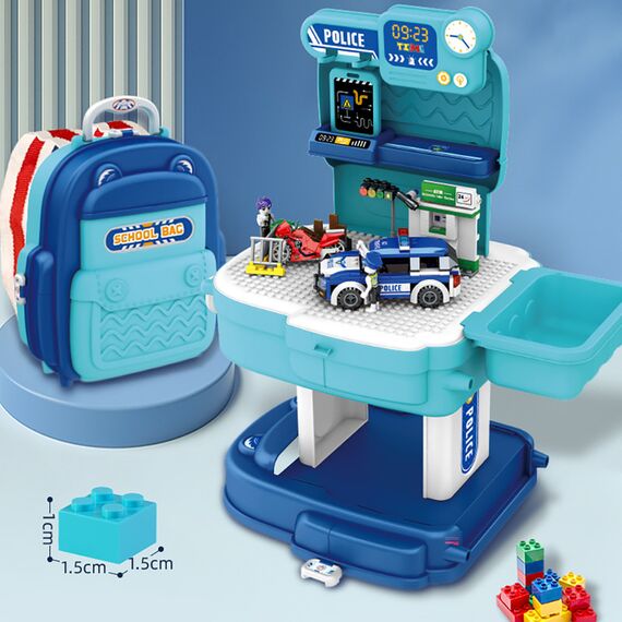 Little Story Role Play Police Station With Police Car 219 Pieces 2 In 1 School Bag Set 3+ Years, 3 image