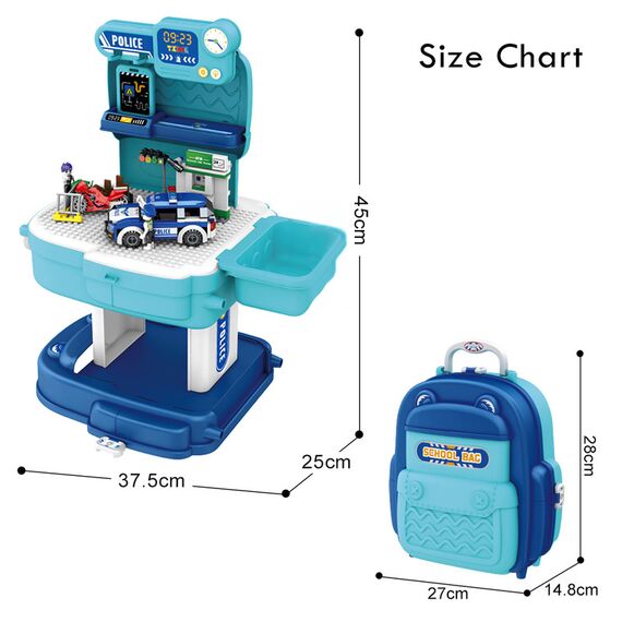 Little Story Role Play Police Station With Police Car 219 Pieces 2 In 1 School Bag Set 3+ Years, 14 image