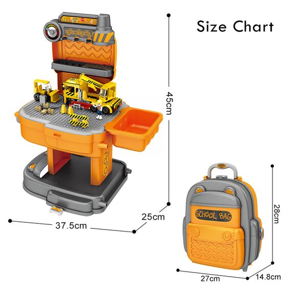 Little Story Role Play Construction Site With Jcb Truck 239 Pieces 2 In 1 School Bag Set 3+ Years, 17 image