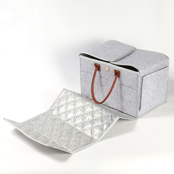 Little Story 2 In 1 Diaper Caddy Xl With Changing Mat Foldable Organizer Grey