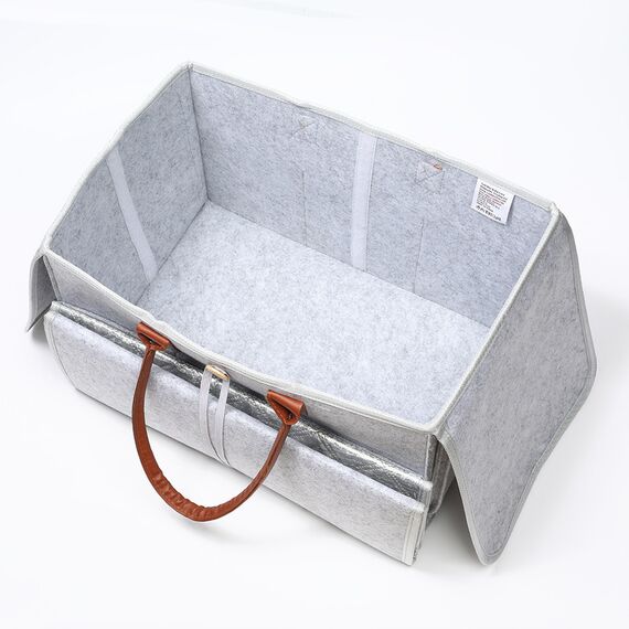 Little Story 2 In 1 Diaper Caddy Xl With Changing Mat Foldable Organizer Grey, 6 image