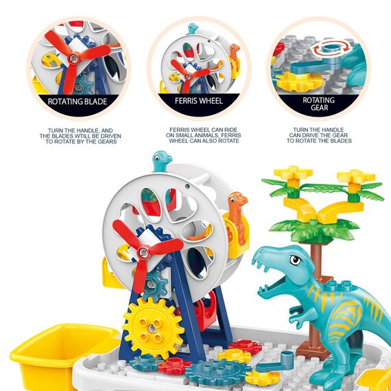Little Story Diy Dinosaur Ferris Wheels Blocks Table (52Pcs), Stem Series - Multicolor, 10 image