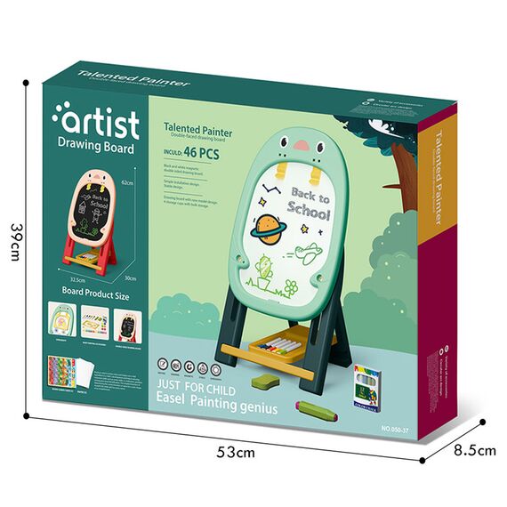 Little Story Artist Penguin Double Sided Magnetic Drawing Board (46 Pcs) With 2 Board Games - Green, 15 image