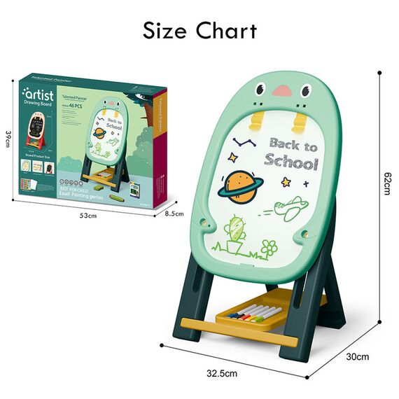 Little Story Artist Penguin Double Sided Magnetic Drawing Board (46 Pcs) With 2 Board Games - Green, 17 image