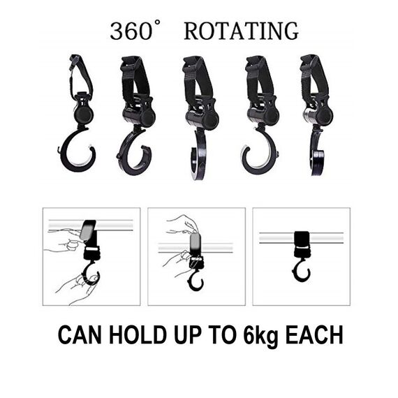 Little Story Rotating Compatible Stroller Hooks, 3 image