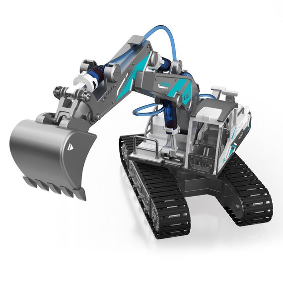 Little Story Diy Hydraulic Power Principle 3-In-1 Excavator / Bulldozer / Jcb Toy (130 Pcs), Stem Series - Grey, 3 image