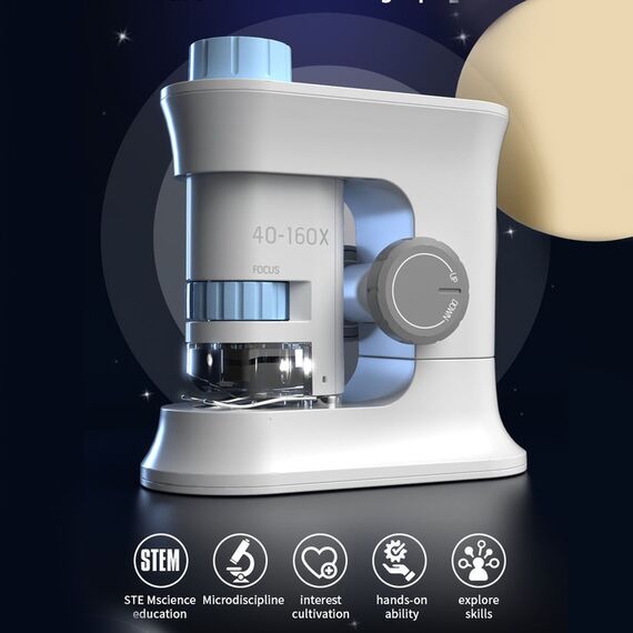 Little Story Scientific Portable Optical Microscope Toy (40-160X Zoom), Stem Series - Blue, 16 image