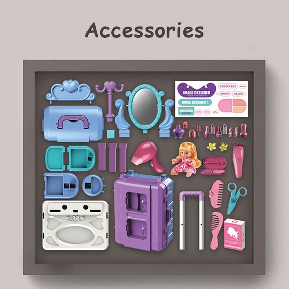Little Story Role Play Beautician Salon Luggage Case With Doll 39 Pieces 3 In 1 Mode 3+ Years, 8 image