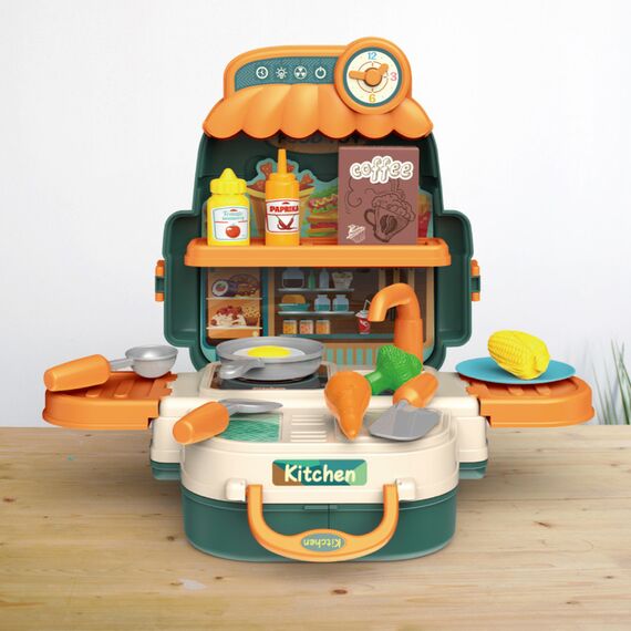 Little Story Role Play Chef / Kitchen / Restaurant Toy Set School Bag (21 Pcs) - Green, 3-In-1 Mode, 5 image