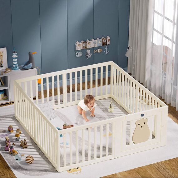 Little Story Portable Playpen With Bookshelf, Toy Storage And Play House, 19 image