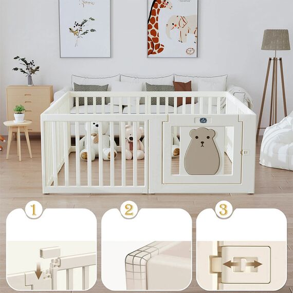 Little Story Portable Playpen With Bookshelf, Toy Storage And Play House, 20 image