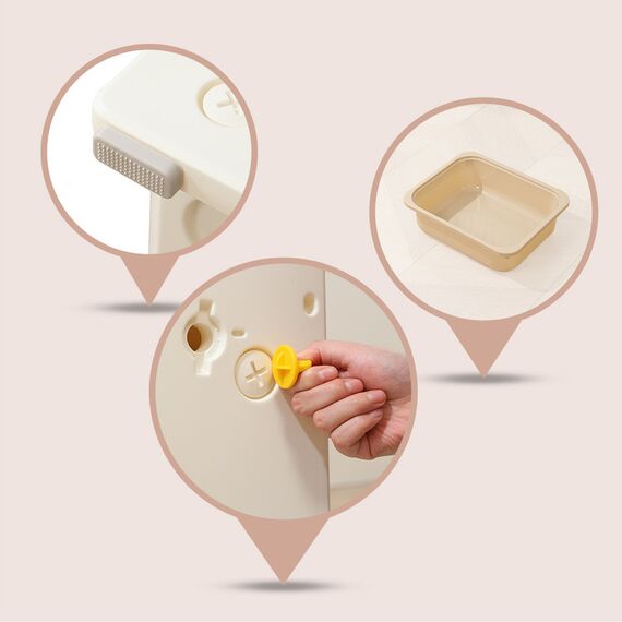 Little Story Portable Playpen With Bookshelf, Toy Storage And Play House, 32 image