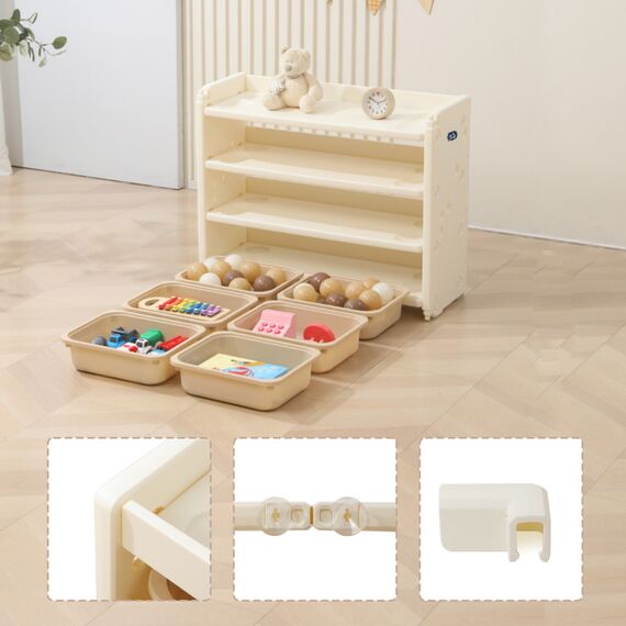 Little Story Portable Playpen With Bookshelf, Toy Storage And Play House, 44 image