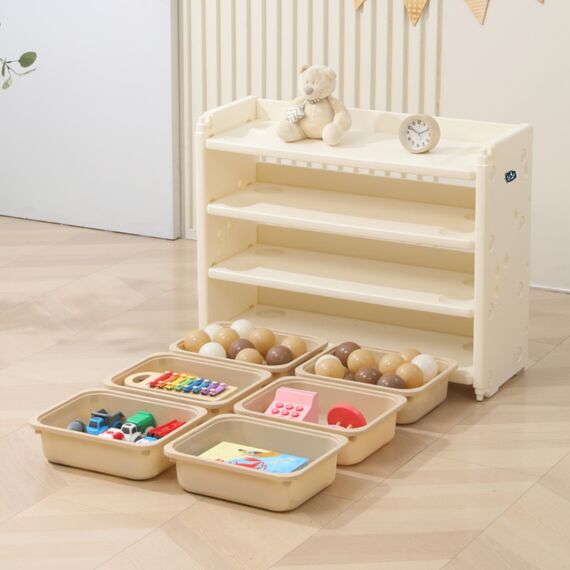 Little Story Portable Playpen With Bookshelf, Toy Storage And Play House, 50 image