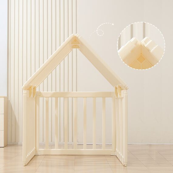 Little Story Portable Playpen With Bookshelf, Toy Storage And Play House, 59 image