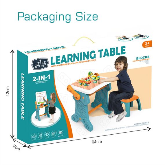 Little Story Double Sided 2In1 Blocks Table And Magnetic Learning Board Set With Chair 3+ Years - Multicolor, 16 image