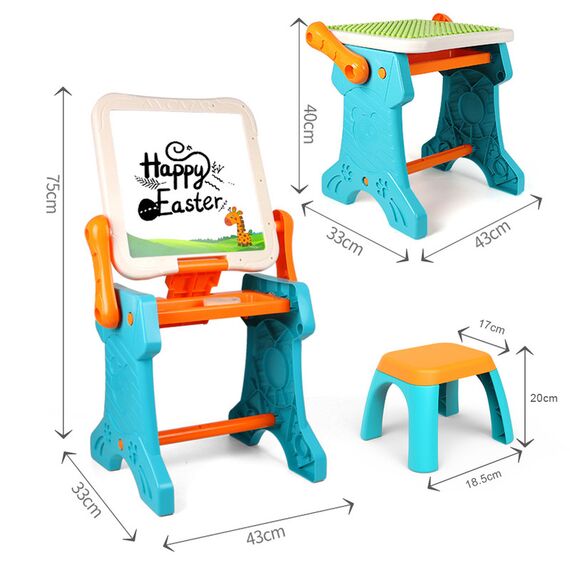Little Story Double Sided 2In1 Blocks Table And Magnetic Learning Board Set With Chair 3+ Years - Multicolor, 42 image