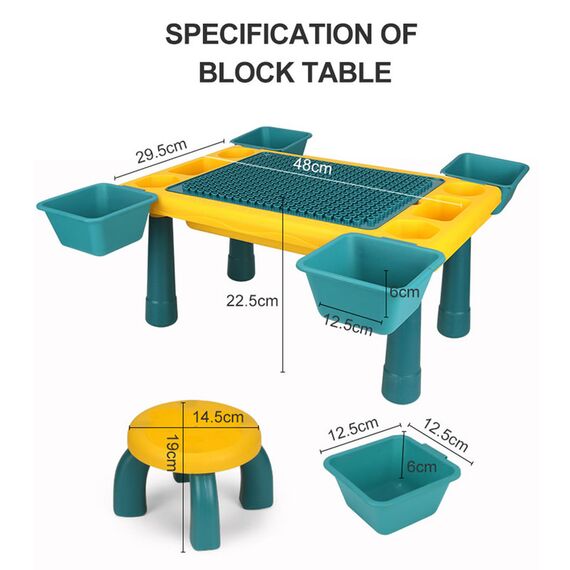 Little Story 4In1 Activity Table With Stool And 300 Blocks 3+ Years, 15 image