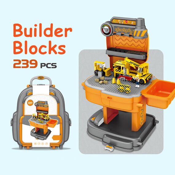 Little Story Role Play Construction Site With Jcb Truck 239 Pieces 2 In 1 School Bag Set 3+ Years, 7 image