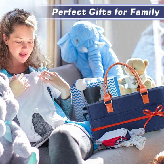 Little Story Premium Diaper Caddy Organizer Foldable 29.5L With Removable Divider Blue, 18 image