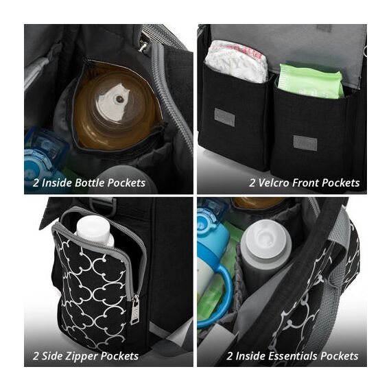 Little Story Convertible Diaper Bag With Zipper Pouch, Stroller Hooks And Changing Mat, 7 image
