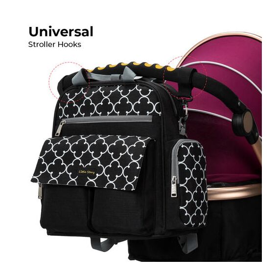 Little Story Convertible Diaper Bag With Zipper Pouch, Stroller Hooks And Changing Mat, 10 image
