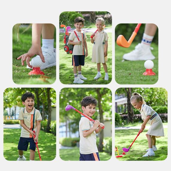 Little Story Kids Golf Kit With Mobility Cart 3 Clubs 6 Balls Practice Holes And Flags 3+ Years, 22 image