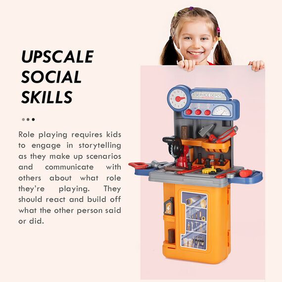 Little Story Role Play Mechanic Tools Table Luggage Case 39 Pieces 4 In 1 Mode 3+ Years, 4 image