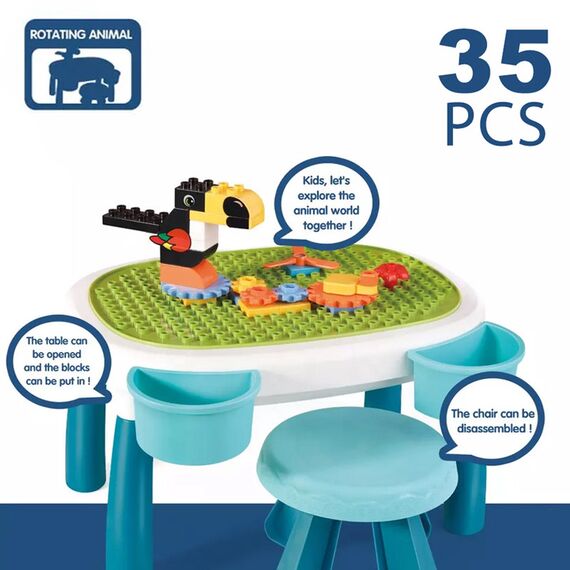 Little Story Diy Spinning Puzzle Building Blocks Set With Stool 35 Pieces 3+ Years, 4 image