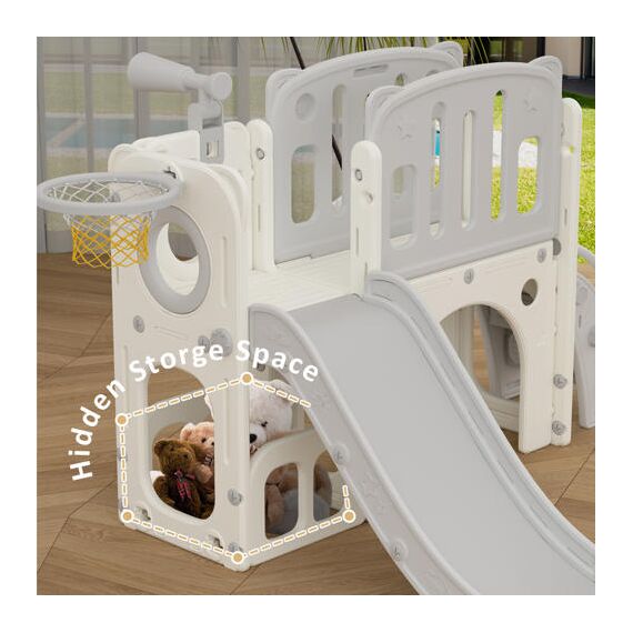 Little Story Play House With Activity Slide, Basketball Ring, Ball And Toy Storage, 6 image