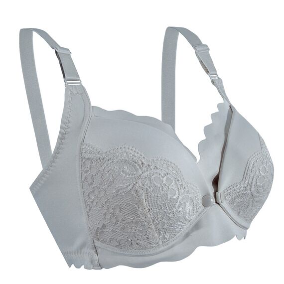 Okus Elegant Seamless Maternity & Nursing Bra, Color: Light Grey, Maternity Size: L