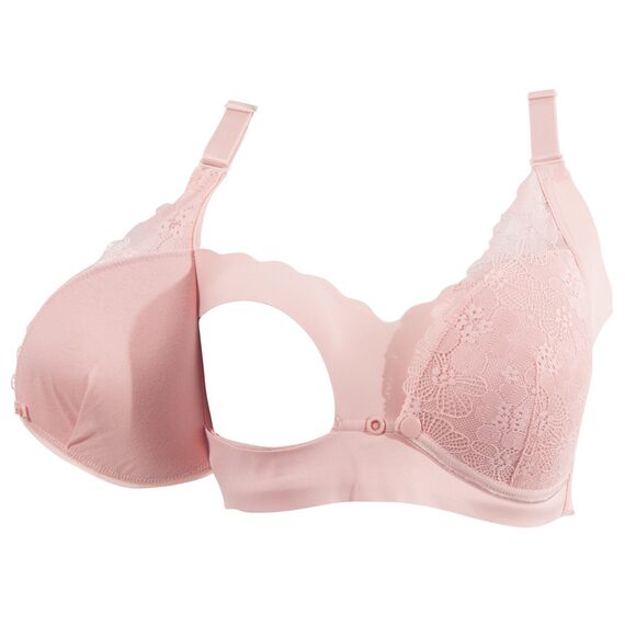 Okus Pretty Lace Maternity & Nursing Bra, Color: pink, Maternity Size: XL, 4 image