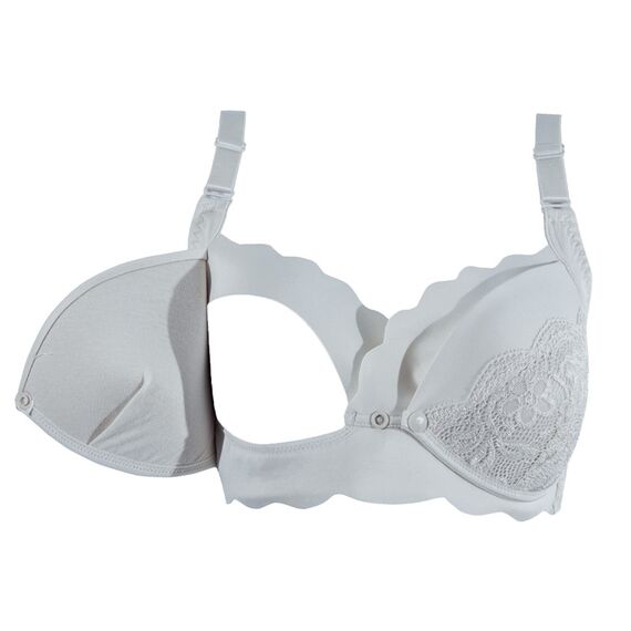 Okus Elegant Seamless Maternity & Nursing Bra, Color: Light Grey, Maternity Size: S, 4 image