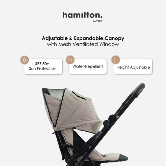 Hamilton by Yoop T1 Buggy 360° Rotating Seat MagicFold Technology Lightweight Folding Stroller, Color: Grey, 4 image