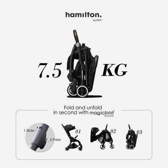 Hamilton by Yoop Everyday Stroller Autofold System Cabin Compartments, Color: Grey