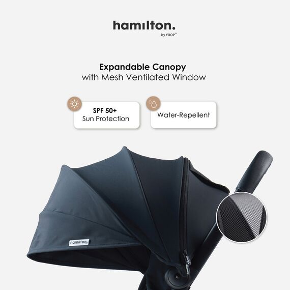 Hamilton by Yoop Everyday Stroller Autofold System Cabin Compartments, Color: Black, 4 image