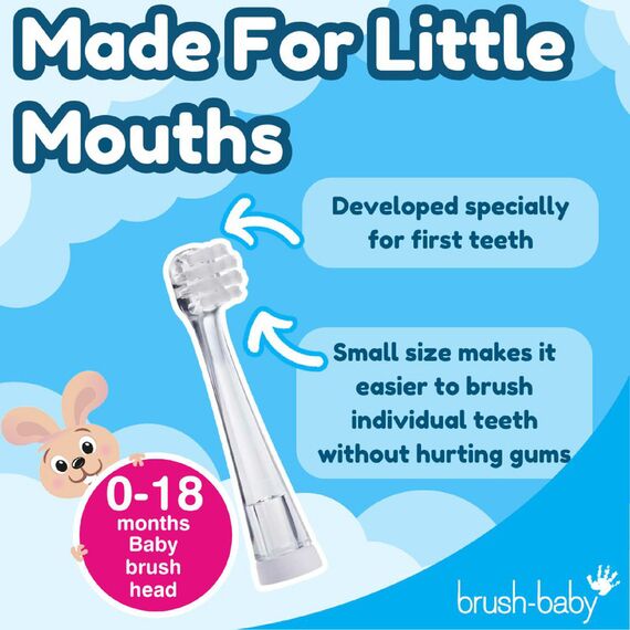 Brush-Baby BabySonic Electric Toothbrush Replacement Brush Heads Pack of 2 for 0–18 Months, 2 image