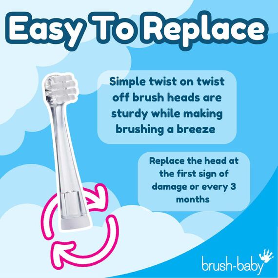 Brush-Baby BabySonic Electric Toothbrush Replacement Brush Heads Pack of 2 for 0–18 Months, 4 image