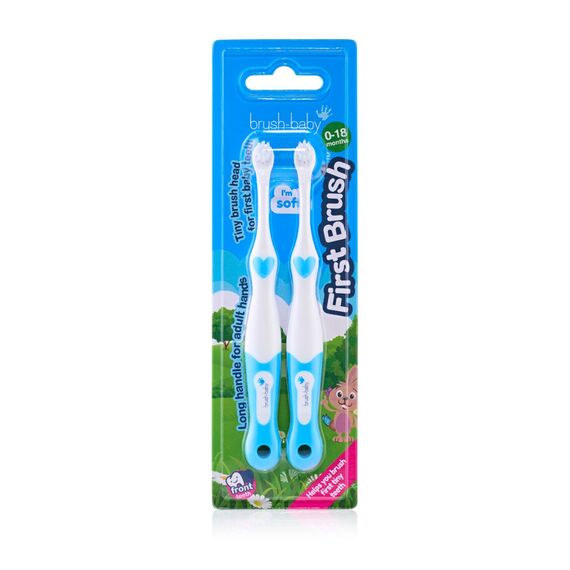 Brush-Baby FirstBrush Soft Bristle Toothbrush Double Pack for Babies 0–18 Months - Multicolor, 2 image