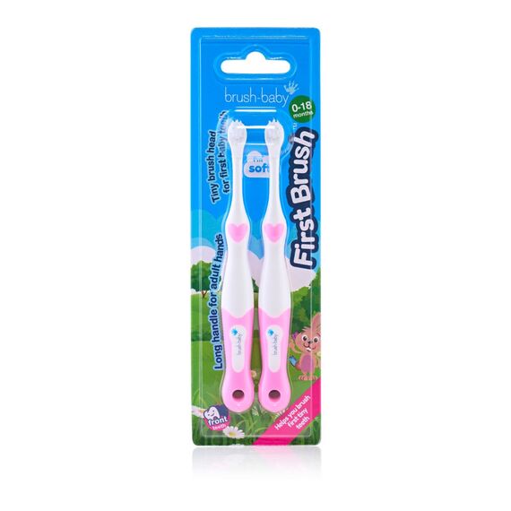 Brush-Baby FirstBrush Soft Bristle Toothbrush Double Pack for Babies 0–18 Months - Multicolor, 4 image