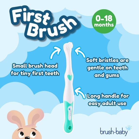 Brush-Baby FirstBrush Soft Bristle Toothbrush Double Pack for Babies 0–18 Months - Multicolor, 6 image