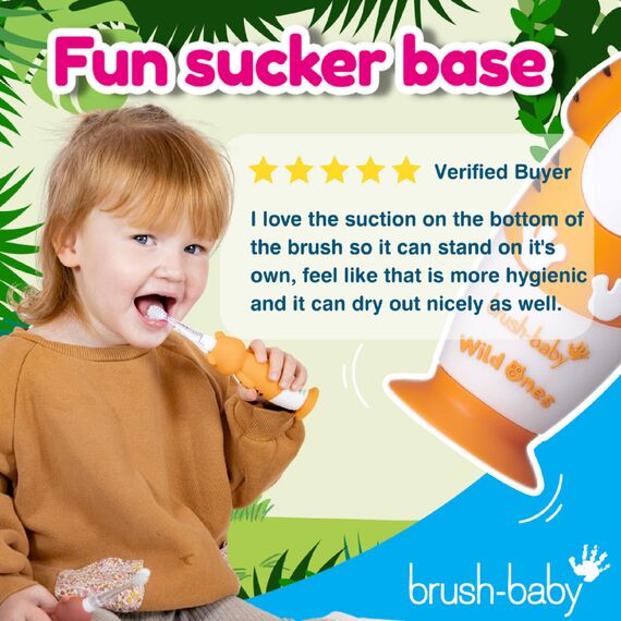 Brush-Baby WildOnes Rechargeable Electric Toothbrush for Kids 0–10 Years, Color: Orange, 7 image